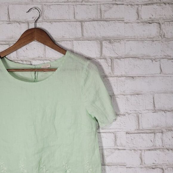 J Crew light green linen top - Picture 4 of 13